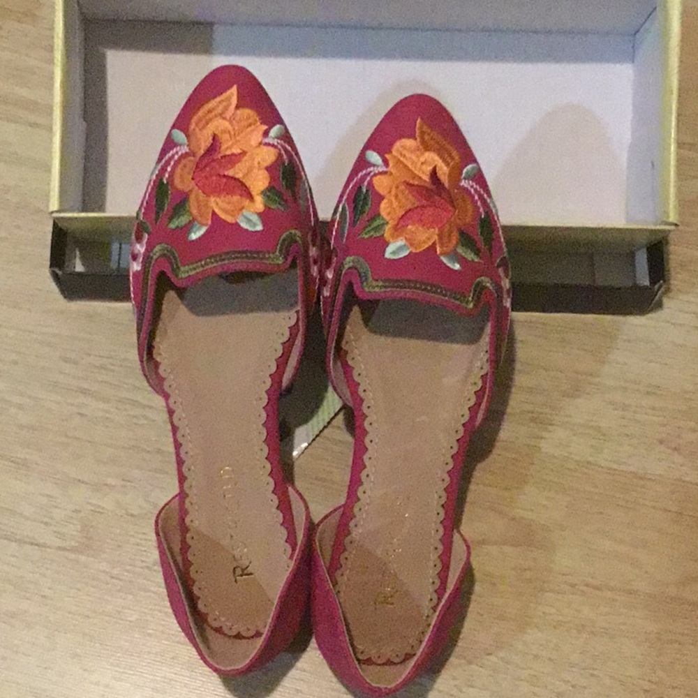 NEW Restricted Dorsay flats fuchsia floral